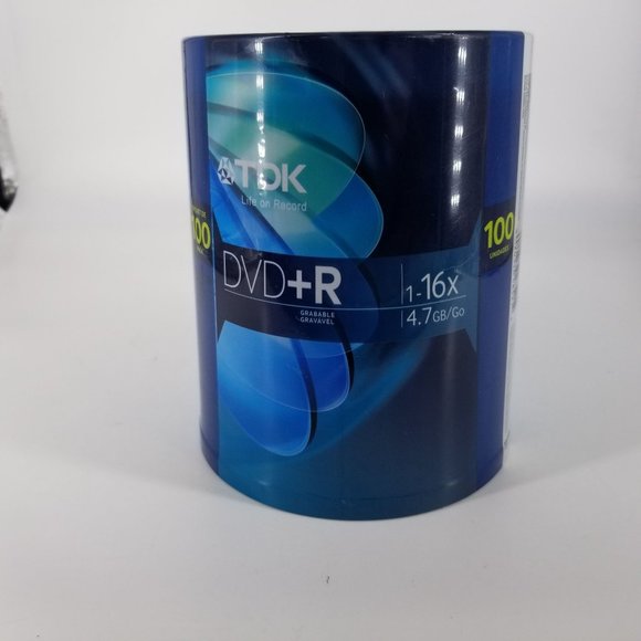 TDK DVD-R 16X  4.7 GB Compact Disc PC Computer Video Recordable 100 Spindle NEW - Picture 3 of 8